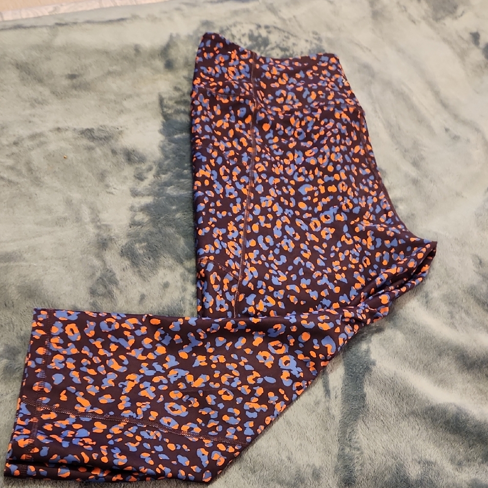 Old Navy Active Orange and Blue Leopard Leggings